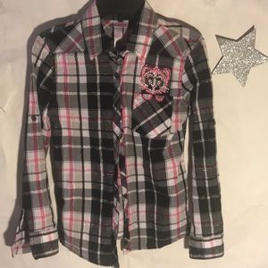 Justice size 10 kitty cat flannel shirt.